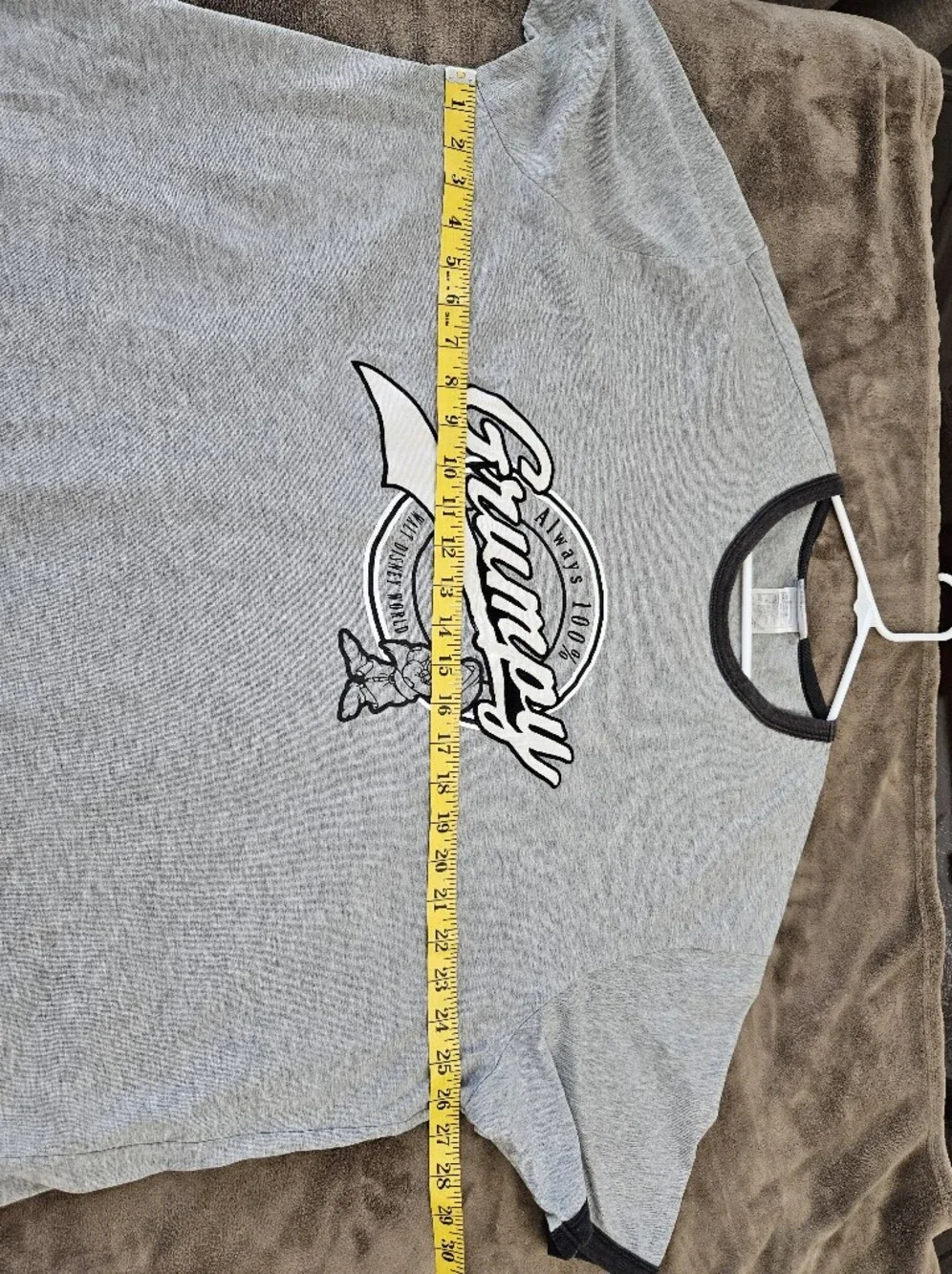 Grumpy Graphic Ringer Tee - Gray with Black Trim Size XXL
